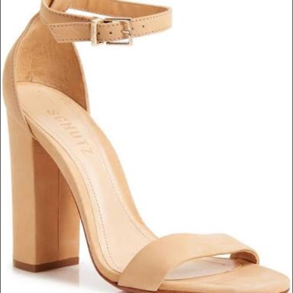 SCHUTZ ENIDA HEEL- LIGHT WOOD
